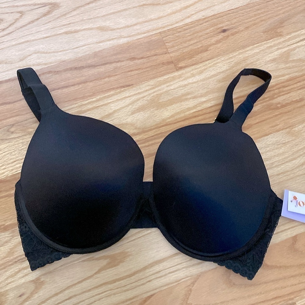 NWT Joyspun Full Figure Modern Plunge Bra  Black Multiple Sizes underwire padded